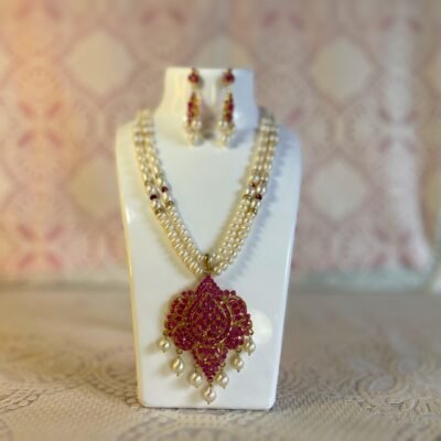 Crimson Petal Pearl Necklace