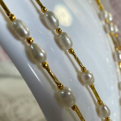 Golden Dahlia Pearl Necklace Set