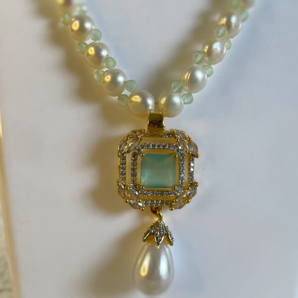 Cerulean Ocean Gem Pearl Necklace Set