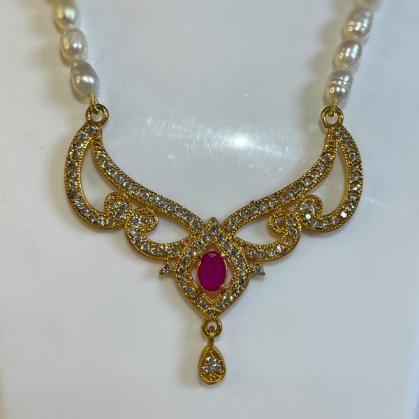 Royal Crimson Pearl Necklace Set