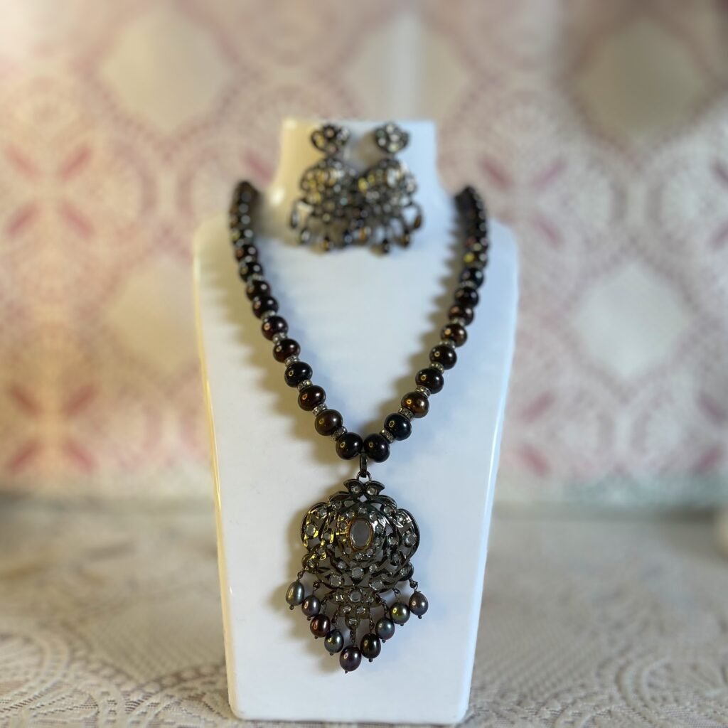 black obsidian pearl necklace