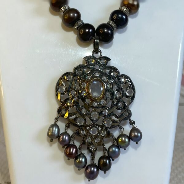 Obsidian Blossom Pearl Necklace